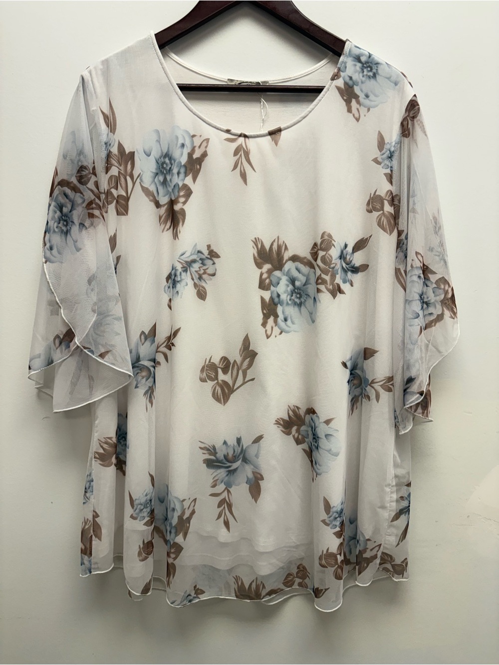 4 for $25  🤍 Sese Code Floral Chiffon Overlay Blouse 3XL 🤍